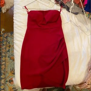 Strapless red cocktail dress